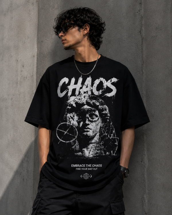 Chaos Oversized Graphic T-Shirt – Black