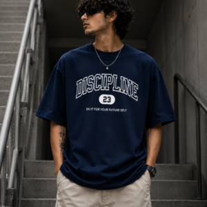 Discipline 23 Oversized Premium T-Shirt – Navy Blue