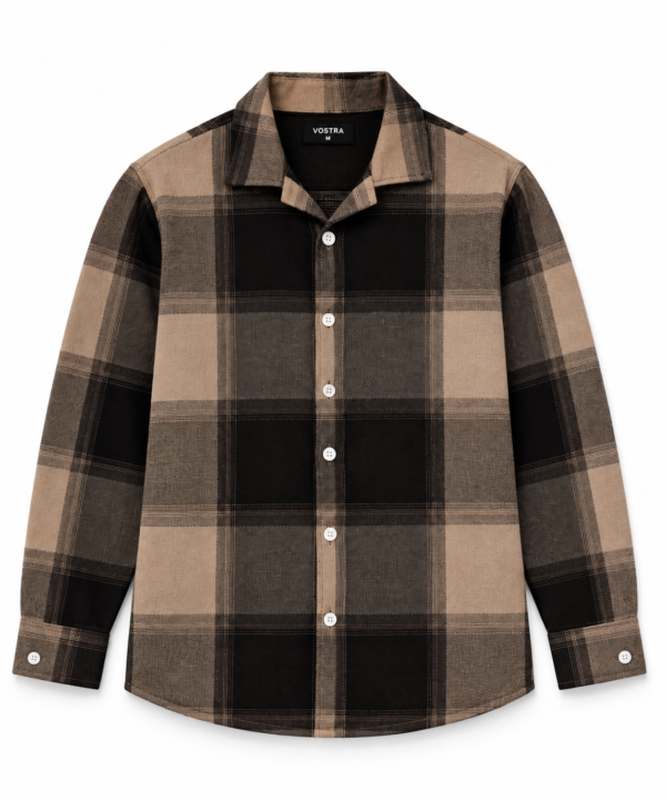 Vostra Essential Plaid Overshirt – Mocha Black