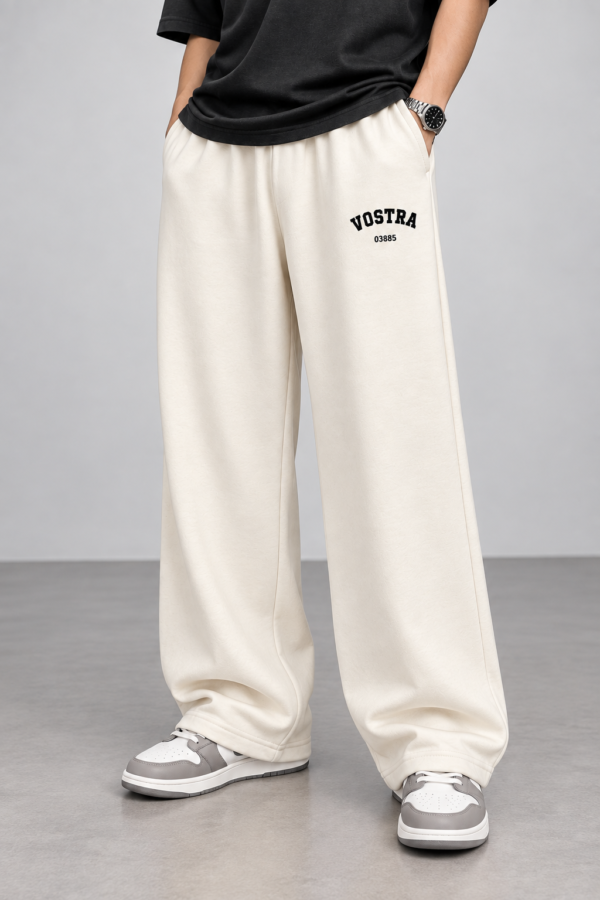 VOSTRA Oversized Cream Wide-Leg Sweatpants